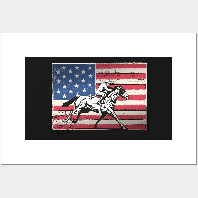 American Flag Vintage Horse Race Flag Wall Art by Shadowbyte91